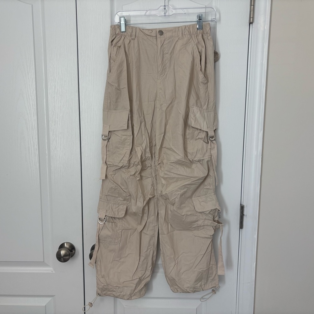 Orange Kiss Essentials Baggy Parachute Cargo Pants - Medium